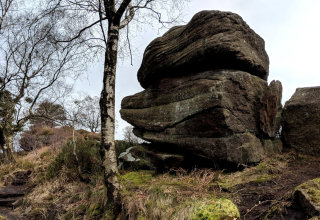 The crags are a series of millstone grit outcrops in the valley at Hardcastle crags