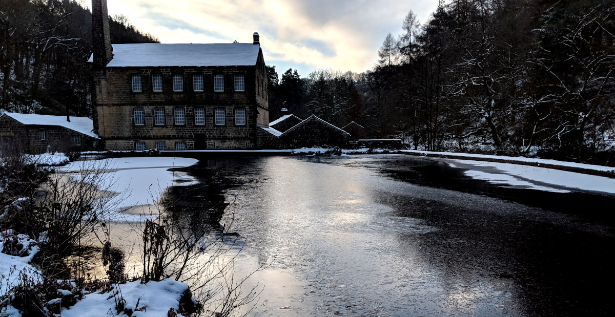 Gibson mill being turned into a winter wonderland by the snow.